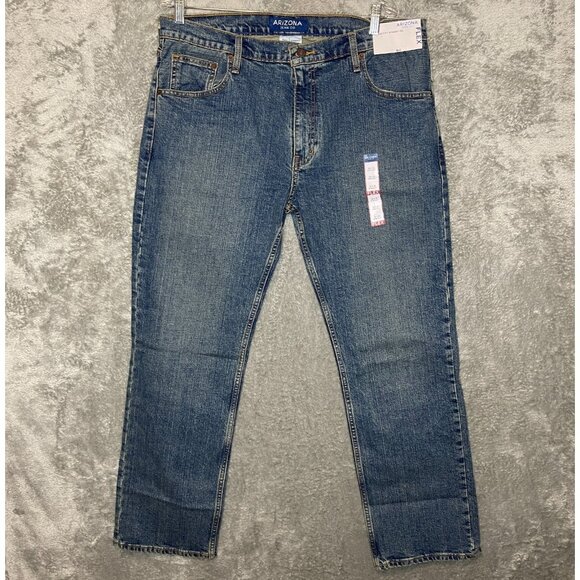 Arizona Men Flex Straight Mid Rise Stretch Dirty Wash Denim Jeans 36x29* - Picture 1 of 13